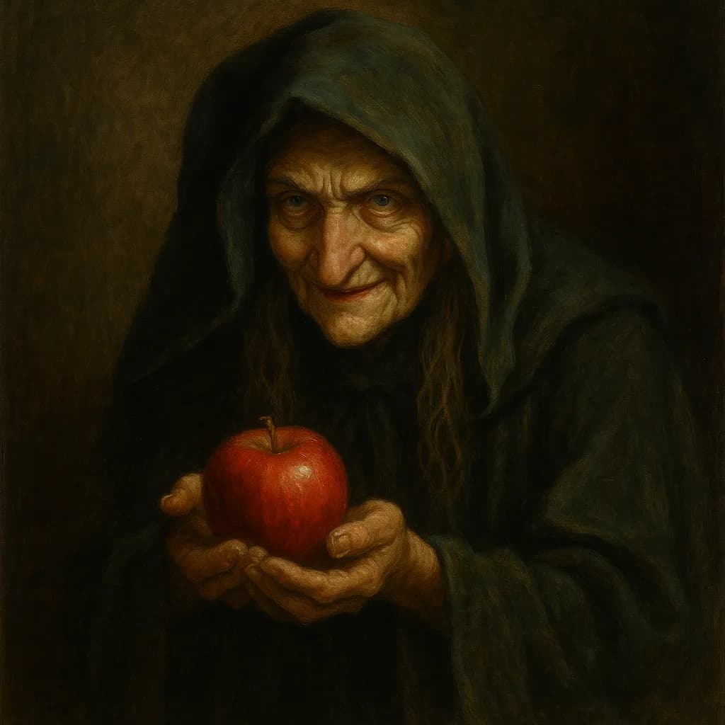 Bruxa com maçã - Branca de neve